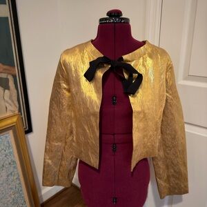 J. Crew Gold Blazer with Black Bow Accent